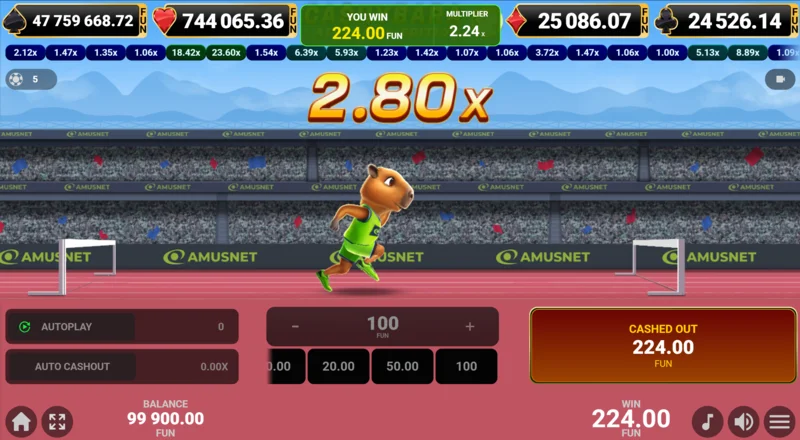 Cashybara Athletics Edition - uspešen izplačil in pripis dobitka